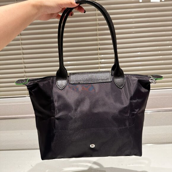 Longchamp Le Pliage Green M Navy Women's Tote Canvas Shoulder Bags Medium - Picture 7 of 9
